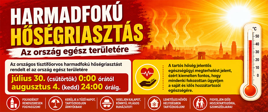 Harmadfokú hőségriasztás lép érvénybe csütörtöktől