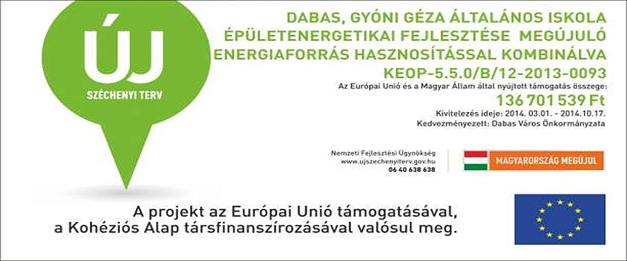 Dabas, Gyóni Géza Általános Iskola épületenergetikai fejlesztése megújuló energiaforrás hasznosítással kombinálva
