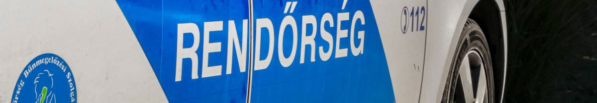 Rendőrséhi információk oldal header képe, ami illusztráció a tartalomhoz és egy rendőrség felirat látszik rajta egy kocsi oldalán.