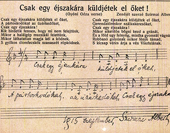 Gyóni Géza: „ Csak egy éjszakára…” című költeménye