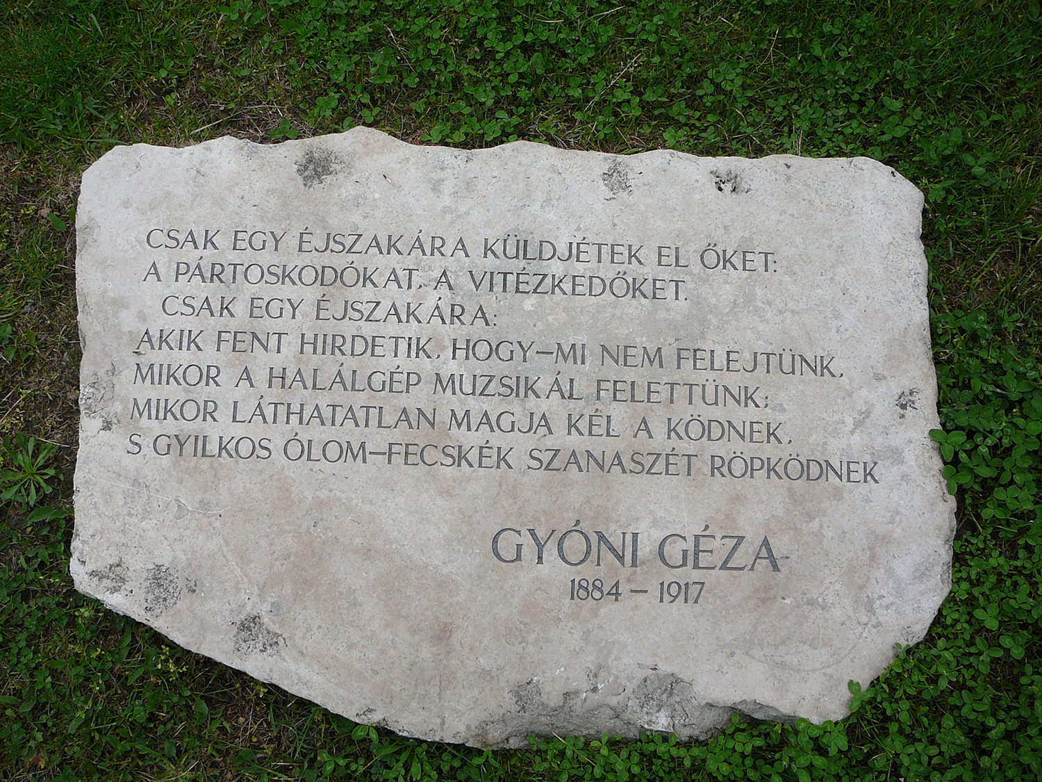 Gyóni Géza: „ Csak egy éjszakára…” című költeménye