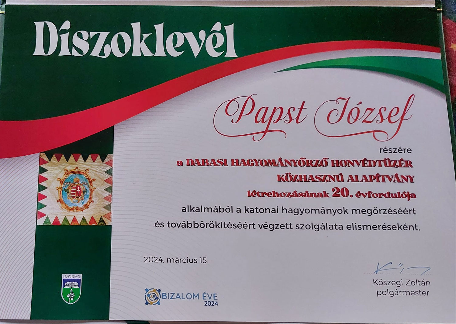 A Dabasi Hagyományőrző Honvédtüzér Közhasznú Alapítvány